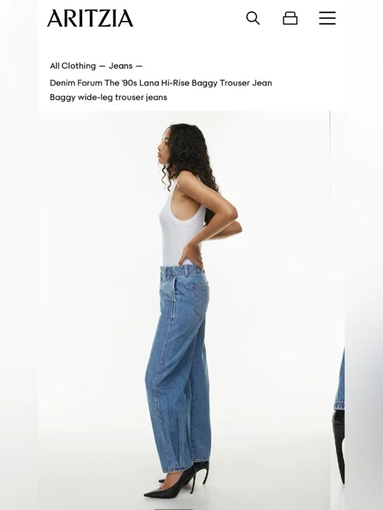 Denim Forum Blue High-Rise Wide Leg Jeans Barrel style - Picture 4 of 13
